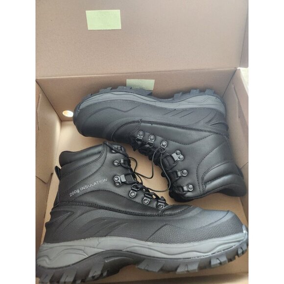 Eddie Bauer Mens Insulated Black Snow Boots Sequoia Memory Foam Size 8.5 - Picture 1 of 8